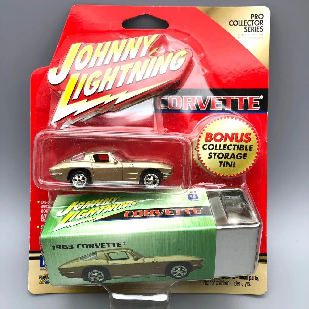 Johnny Lightning 1963 Corvette Split Window Gold Diecast 1/64 Pro Collector Tin